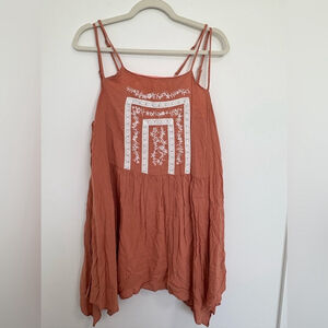 Entro Embroidered Babydoll Swing Dress Sz M EUC